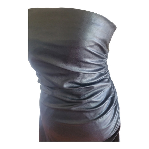 Zara Leather effect Black Mini Dress size Large - Picture 8 of 10
